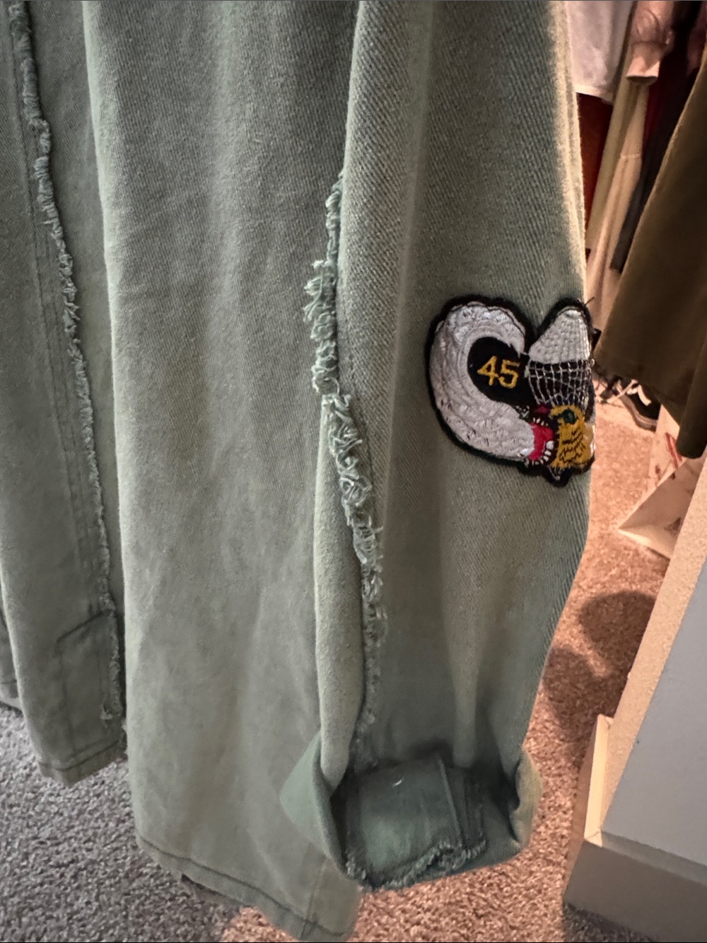 POL Olive Green Patchwork Utility Blazer with Patches - Picture 4 of 5